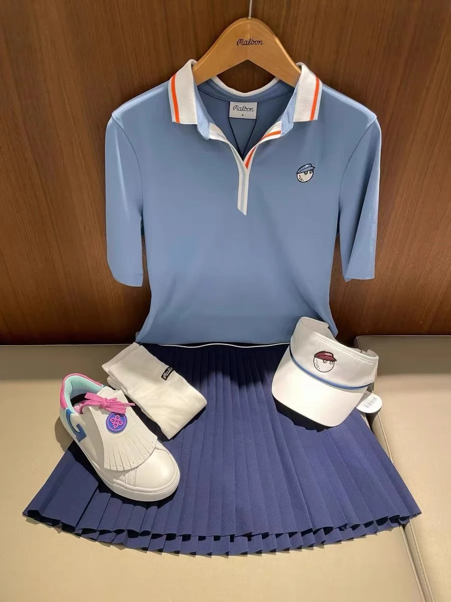 

South Korea's Original Single Golf Top Ladies 22 Summer Slim Sports Casual Lapel All-match Short-sleeved T-shirt