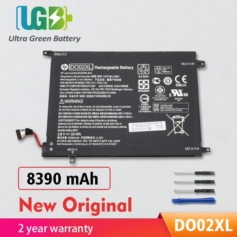 

Оригинальный аккумулятор UGB DO02XL для HP Pavilion X2 10 810749-2C1, фотосессия 210 G1 10-N100 10-N121TU