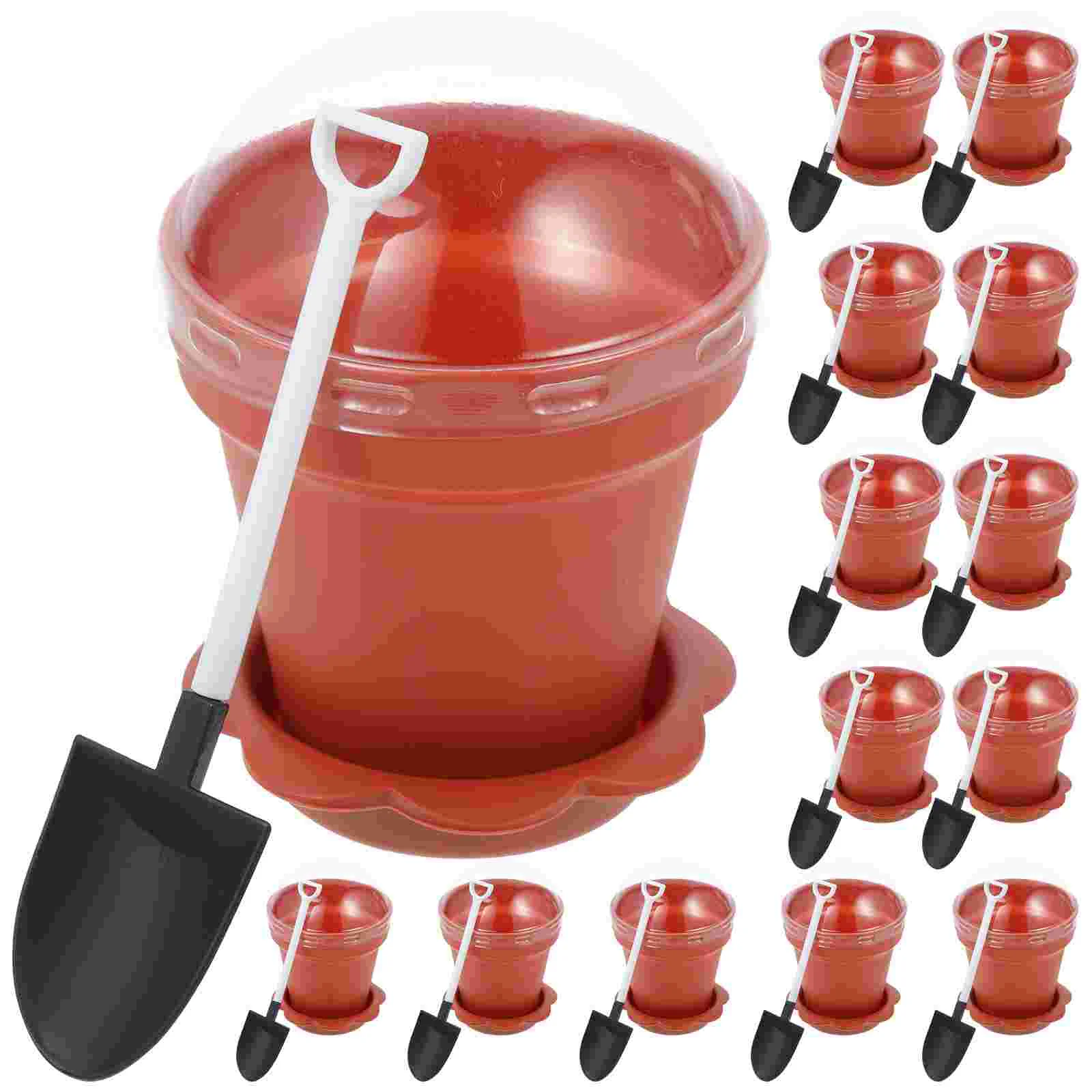 

20 Sets Plastic Outdoor Planters Nursery Pot Pudding Flowerpot Shaped Cups Baking Mousse Cake Pots Saucers Flowerpots