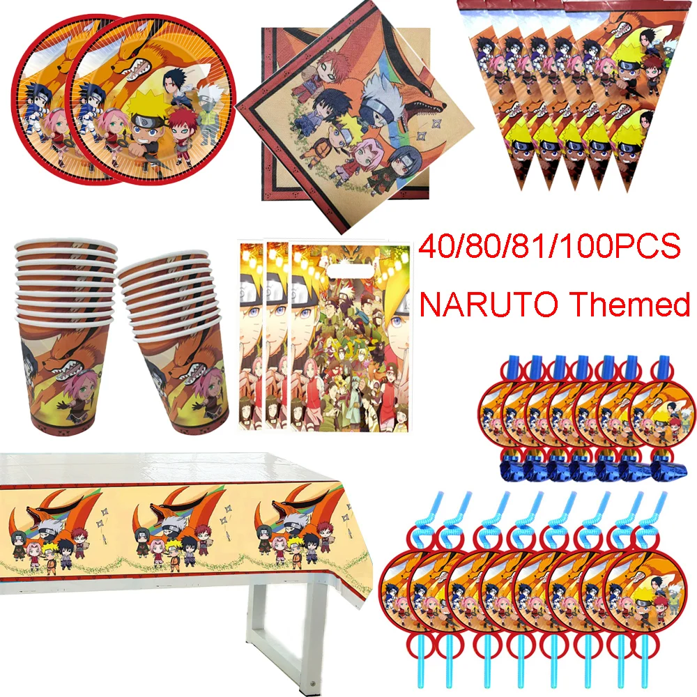 

Naruto Party Party Theme Set Disposable Paper Cup Plate Tablecloth Decoration Children Birthday Parties Supplies Christmas Gifts