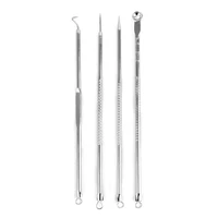4pcsset sliver gold stainless steel acne removal needles pimple blackhead remover tools spoon face skin care tools face clean