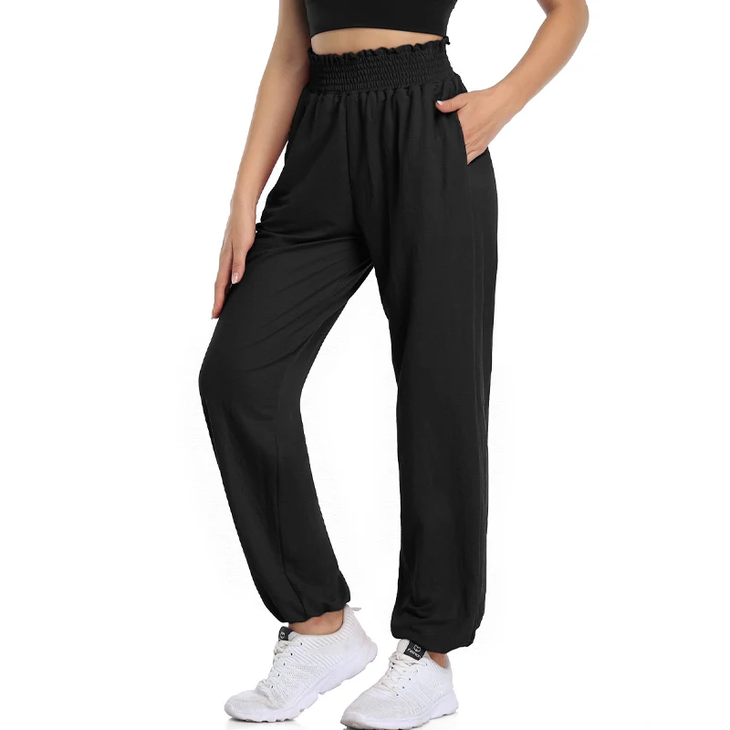 

Women Sports Joggers Loose Flowy High Waisted Workout Running Baggy Pants Boho Comfy PJ Casual Lounge Trousers Activewear