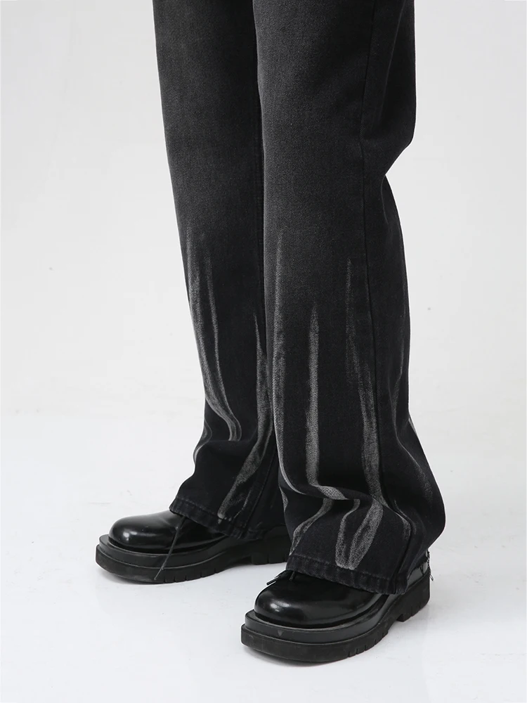 Men's Baggy Jeans Y2K Pants Patchwork Design High Street Vibe Style Micro-Flare Casual Jeans Ins Hot Sale Patchwork Jeans Denim