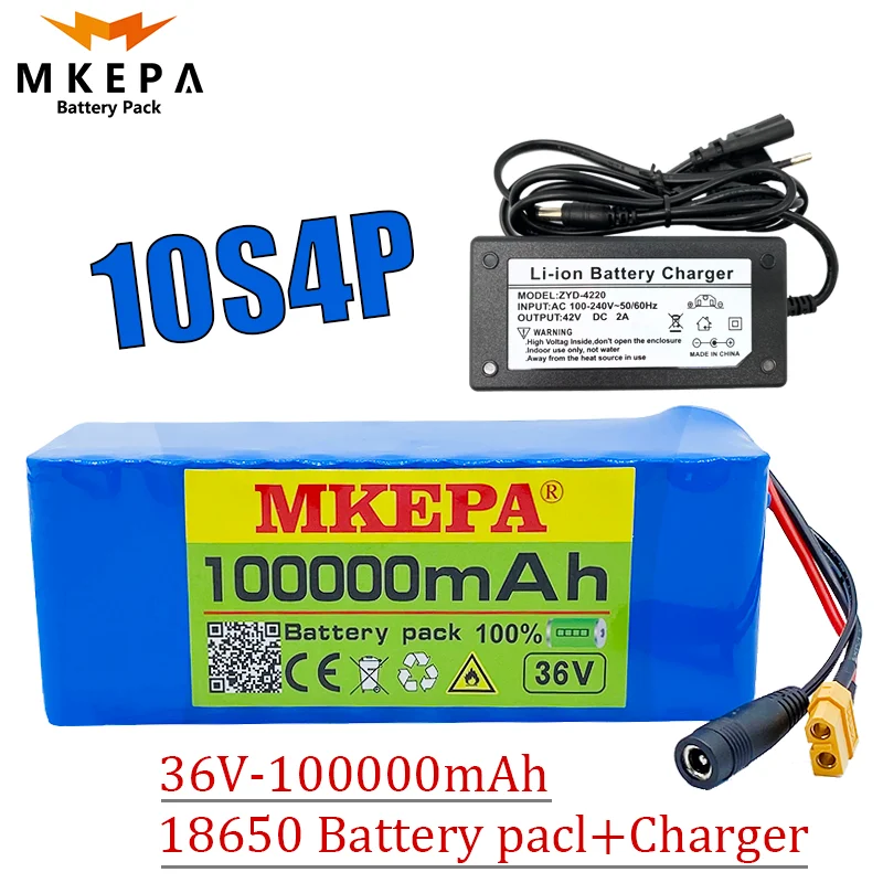 

Оригинальная батарея 1000 Вт, 42 в, 100000 мА ч, 10 s4p, 100 А ч, Электрический велосипед Ebike зарядного устройства 42 в, 2 А