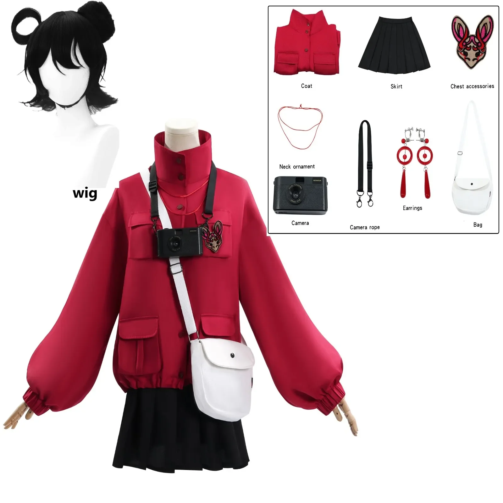 Game Head Seven Tales Косплей Костюм Liyuting Li Yuting Униформа Парик Пальто Брюки Комплект Аниме