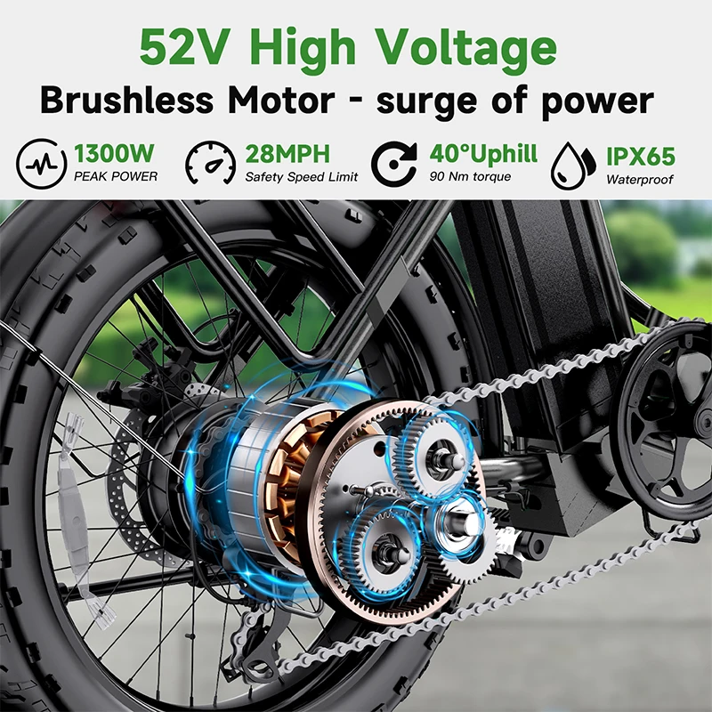 Фото L20 E-Bike 750 Вт двигатель 48V10AH складной горный электрический велосипед механический тормоз 20*3-дюймовая шина городской электрический велосипед для поездок на работу №4