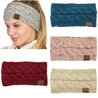 turban fashion winter fit warmer knitted headband women cc woolen wide headband stretch solid hairband headwrap hair accessories