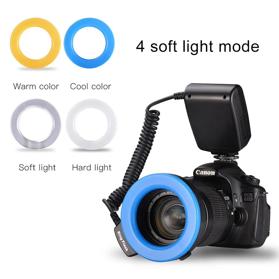 mamen 48 macro led ring flash light with 9 adapter ring for nikon canon pentax olympus panasonic camera dslr ring flash kit free global shipping