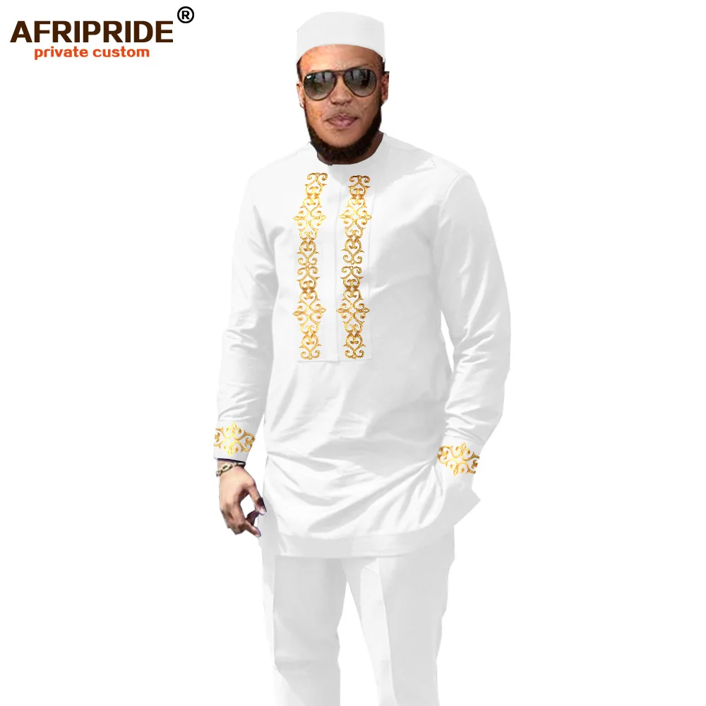 

African Clothing for Women Print Shirts Ankara Pants and Tribal Hat 3 Piece Set Dashiki Outfits Attire AFRIPRIDE A1916076B