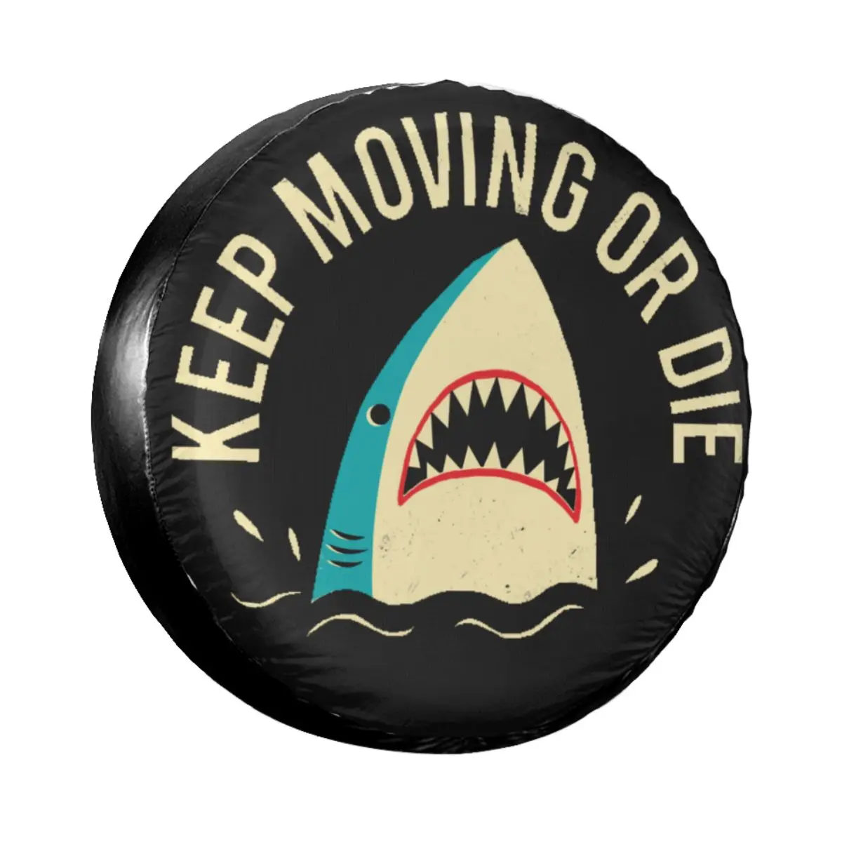 

Shark Seaside Keep Moving Or Die Spare Tire Cover for Jeep Pajero Waterproof Dust-Proof Car Wheel Covers 14" 15" 16" 17" Inch