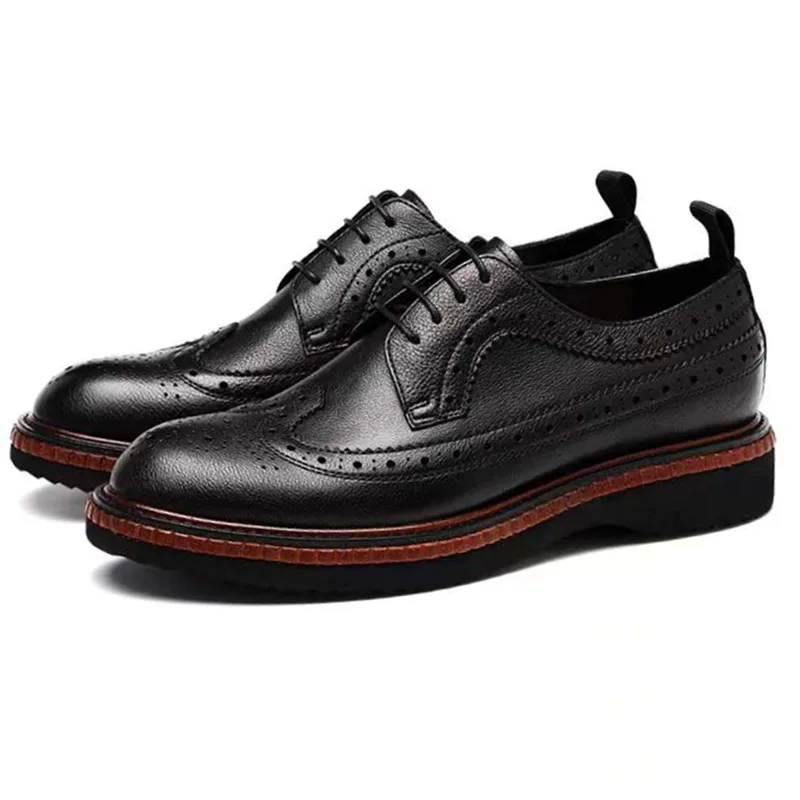 

Luxury Italian Real Leather Dress Shoes Men Classic Brogues Solid Black Brown Wedding Office Suit Handmade Formal Oxford Shoes