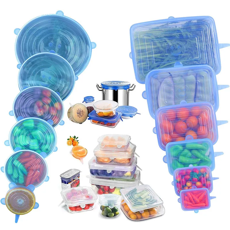 

Silicone Stretch Lids 6 Pack Reusable Durable and Expendable Lids Silicone Covers for Fresh Food Leftovers Keep Food Fresh