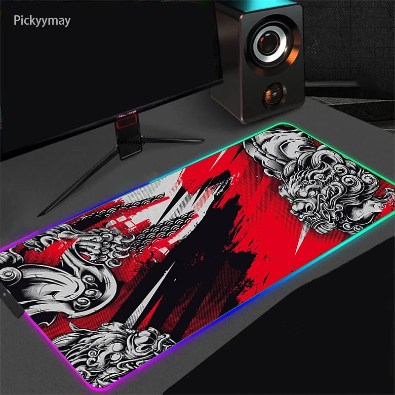 

RGB Chinese Style Mouse Pad LED Light Large Gaming Accessories PC Gamer Computer Antislip Keyboard Carpet Desk Mat XXL Mousepad