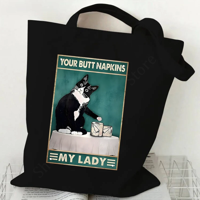 Сумка-тоут с рисунком кошки для женщин и мужчин модная холщовая уличная