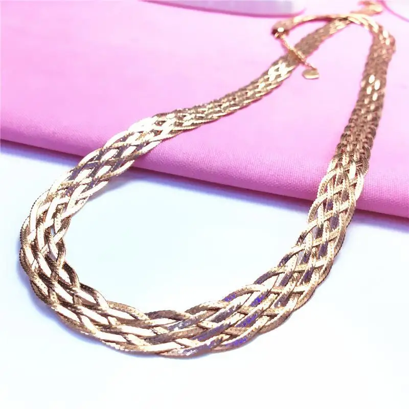 

Russia 585 women's purple gold necklace luxury atmosphere rose gold plate chain color gold set chain