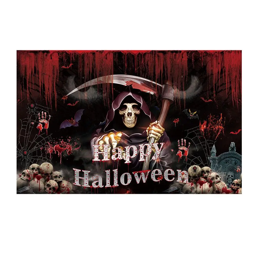 

Latest Halloween Banner Backdrop Happy Halloween Decoration For Home Bloody Bat Pumpkin Ghost Print Banner Halloween Suppiles