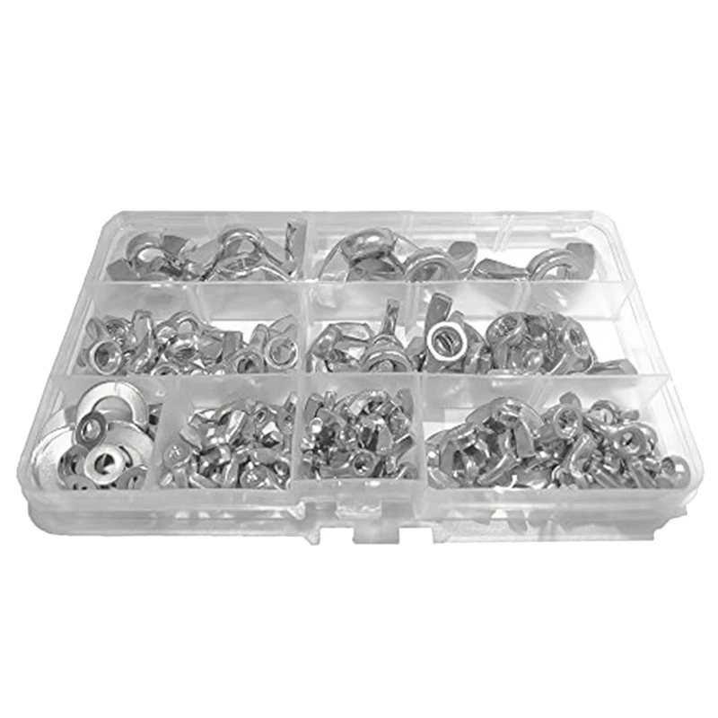 

Wing Nut, 100Pcs Stainless Steel Wing Nut Metric Thread Wing Screw, Hand Screw Wing Nuts Set With 52 Washer Kit