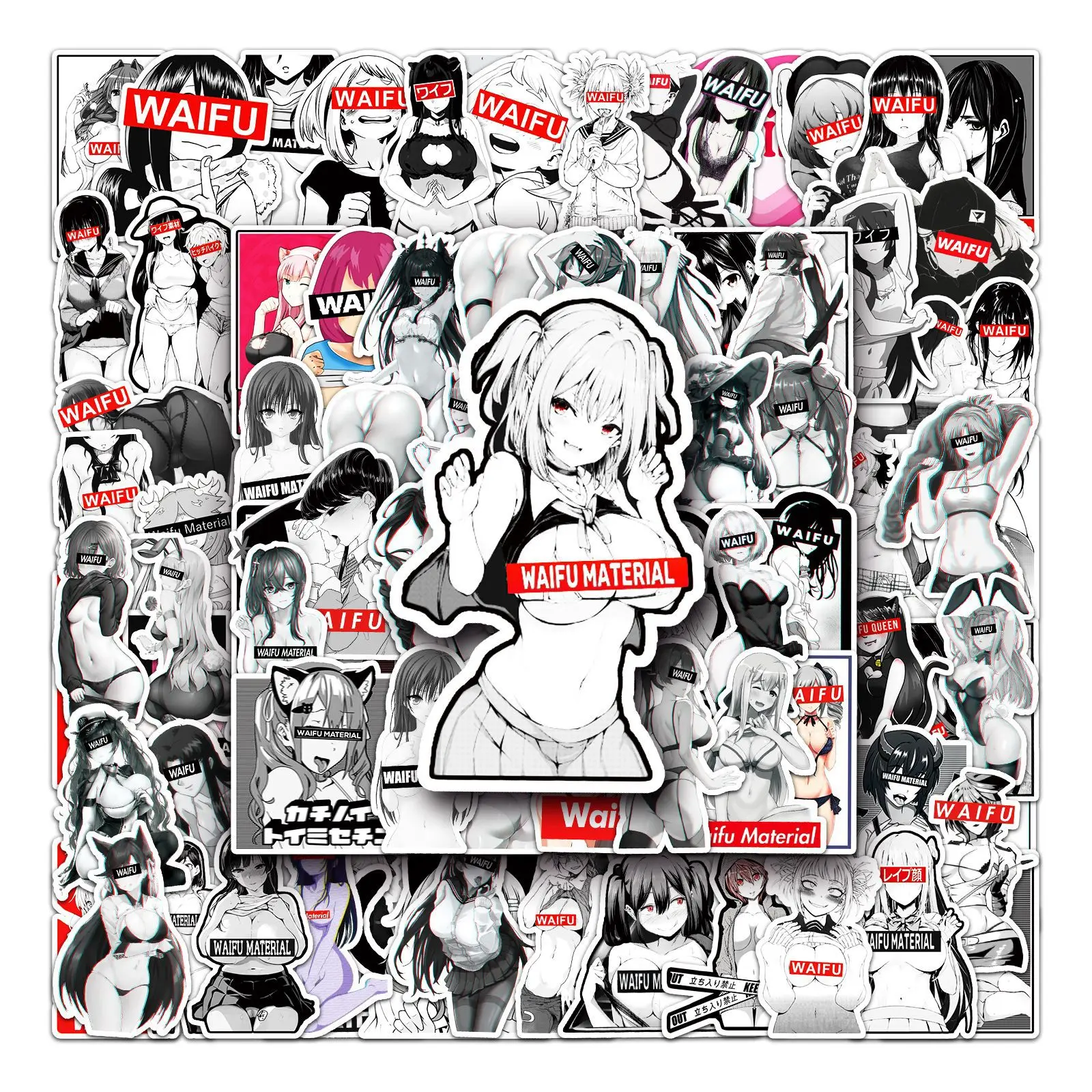 

101PCS Waifu Girl Stickers Personality Trend Trolley Case Notebook Car Decoration Scrapbooking Graffiti Stickers DIY Toy Gift