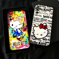 cute cartoon hello kitty for xiaomi redmi 9t phone case for redmi 9t liquid silicon black funda soft