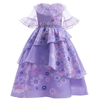 girls kids cosplay princess dress costume children fancy dress carnival party dress up purple flower fluffy dress