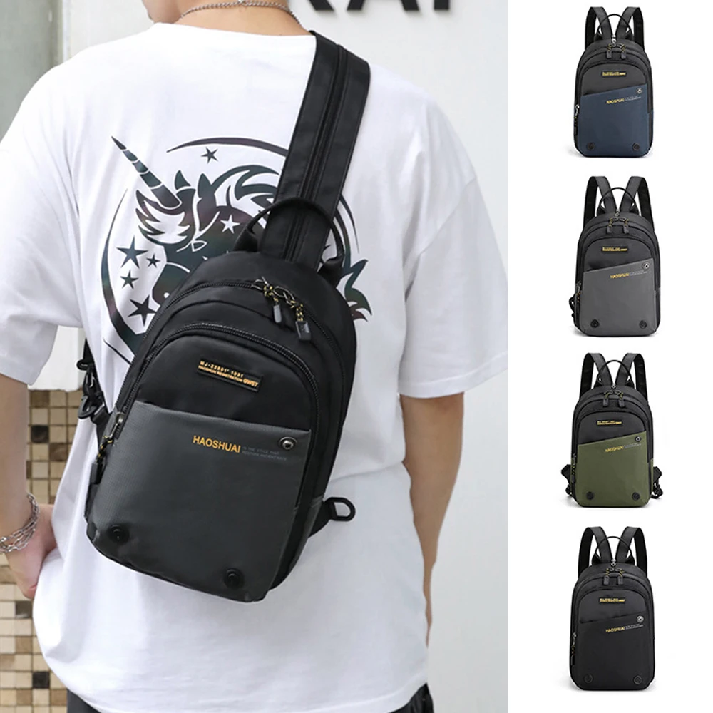 

Men Nylon Rucksack Knapsack Messenger Cross Body Chest Pack Bags Military MultipurposeTravel Male Fashion Small Daypack Backpack