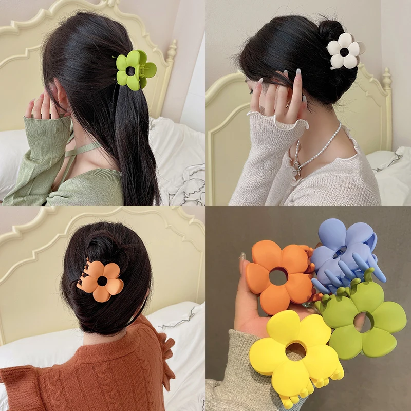 

Модные большие пластиковые заколки для волос карамельных цветов, розовый акриловый зажим для волос, инструмент для парикмахерской, аксессу...