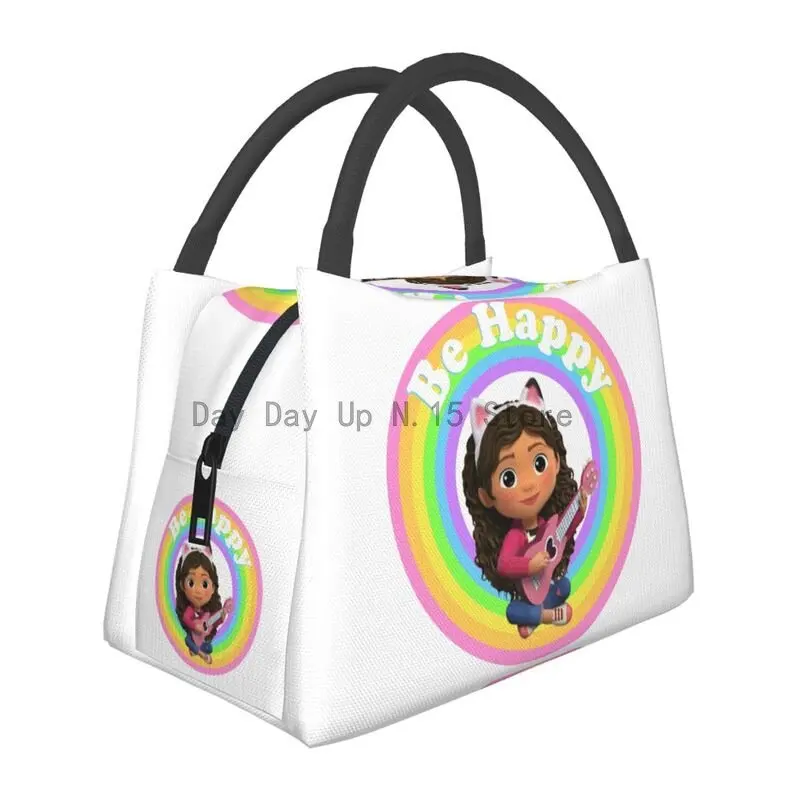 

Gabbys Dollhouse Insulated Lunch Bag for Camping Travel Cartoon Animation Tv Resuable Cooler Thermal Bento Box Women lunchbag