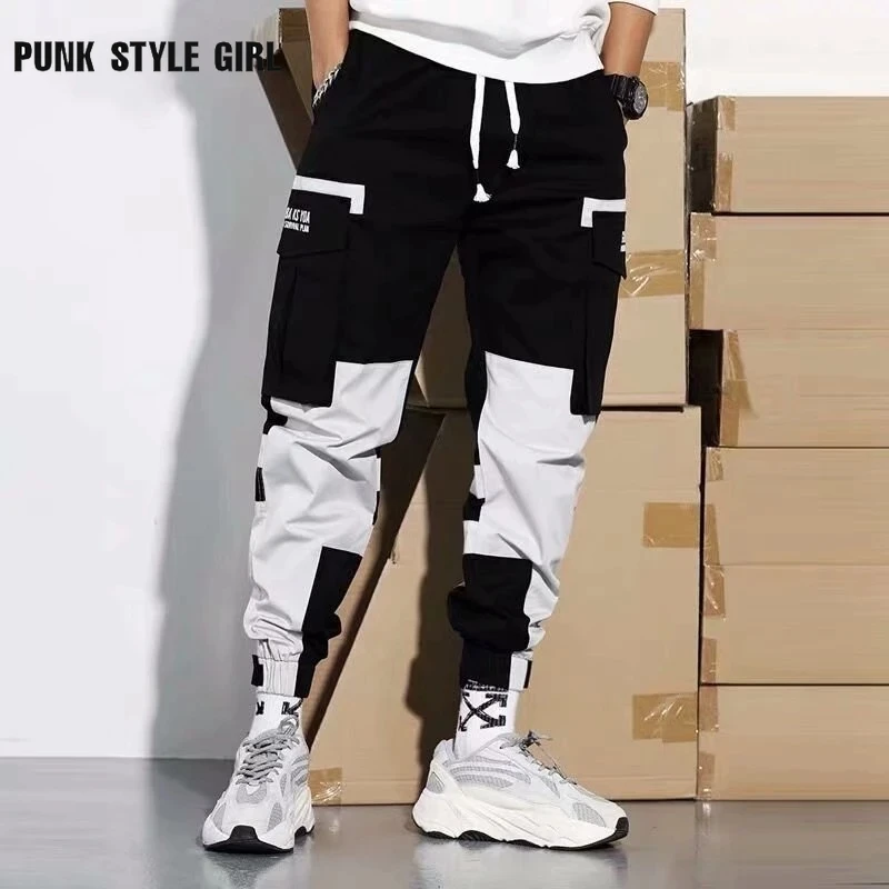 

Cyber Harem Pants Punk Goth Black Cargo Joggers Men's Cargo Trousers Male Aesthetic White stacked Sweatpants Kpop Techwear BF