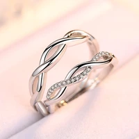 valentines day present romantic couple rings micro crystal paved spirally entangle geometric open rings wedding jewelry gifts