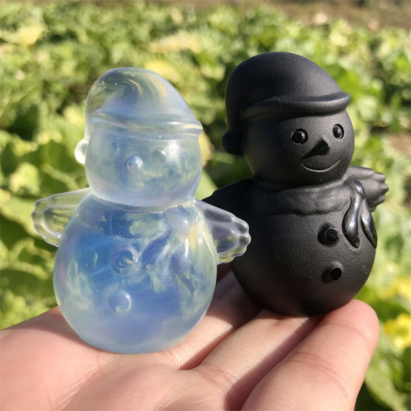 Натуральный кристалл милый Рождественский Снеговик резьба лечебный минеральный