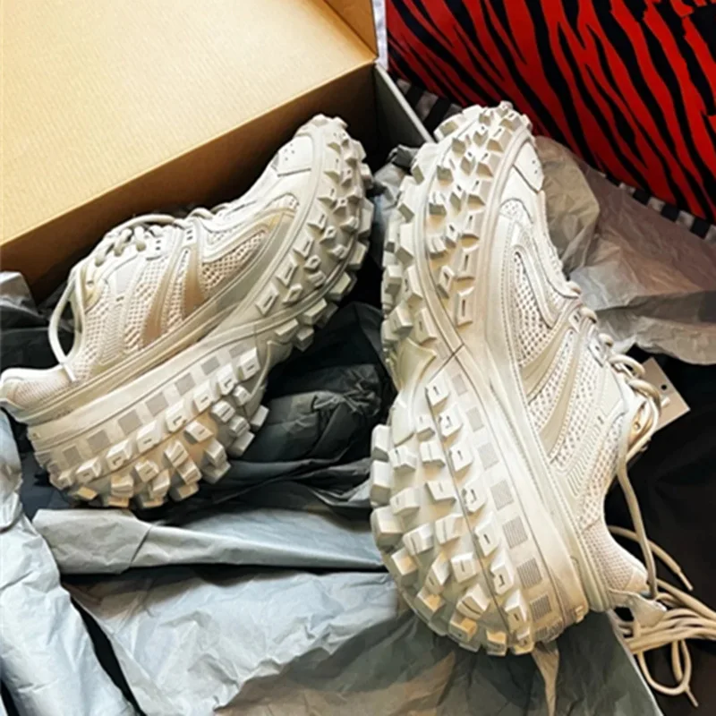 

Chunky Sneakers Original Designer Women Men Genuine Leather Platform Tire Shoes Tenis Casual Fashion Vulcanize Shoe Plus Size 45
