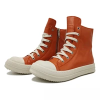 multi color couple leather boots leisure women fashion sneaker shoes four seasons girls all match cool boots orange