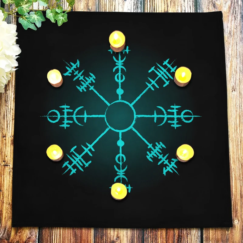 

Circle Runes Wheel Magic Symbol Tarot Tablecloth Altar Cloth Spiritual Velvet Oracle Card Pad Pagan Astrology Witchcraft 49cm