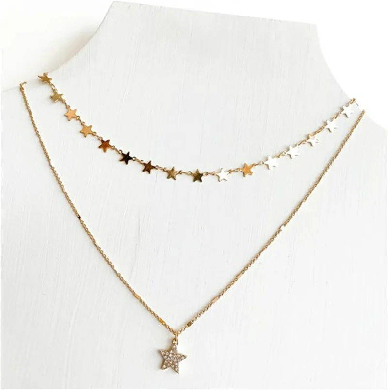 Женское Ожерелье со звездами многослойные ожерелья в форме звезды модные