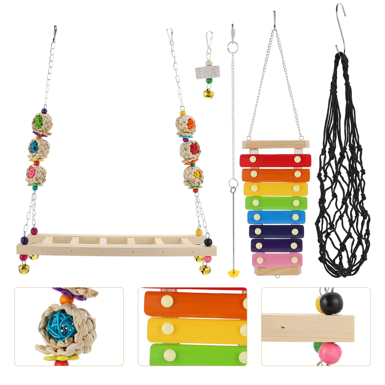 

1 Set Wooden Parrot Chewing Toys Hanging Bird Cage Toys Parrot Wood Chew Toys for Bird Cage Parrot Home