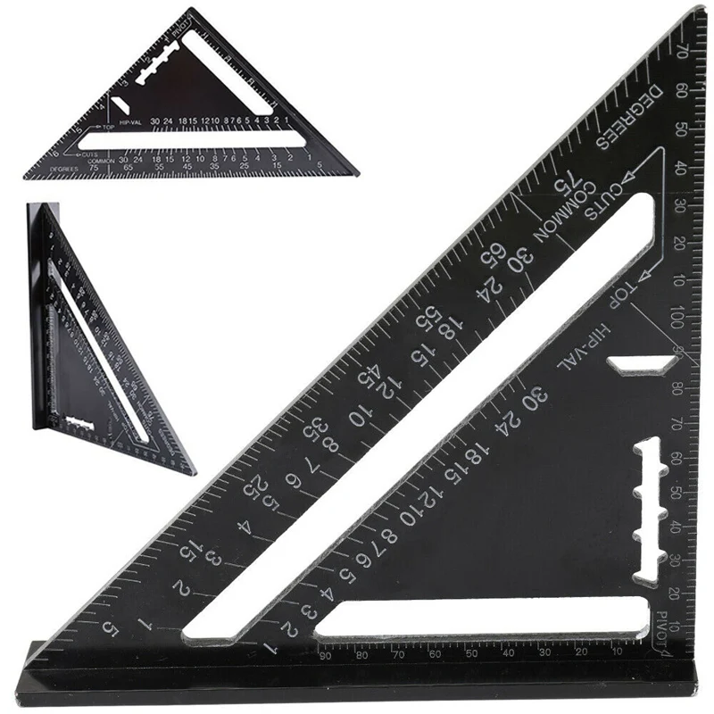 

7 inch Triangle Ruler 90 degree Square Ruler Angle Protractor Miter Speed Square Measure Ruler Metric Imperial Woodworking Tool