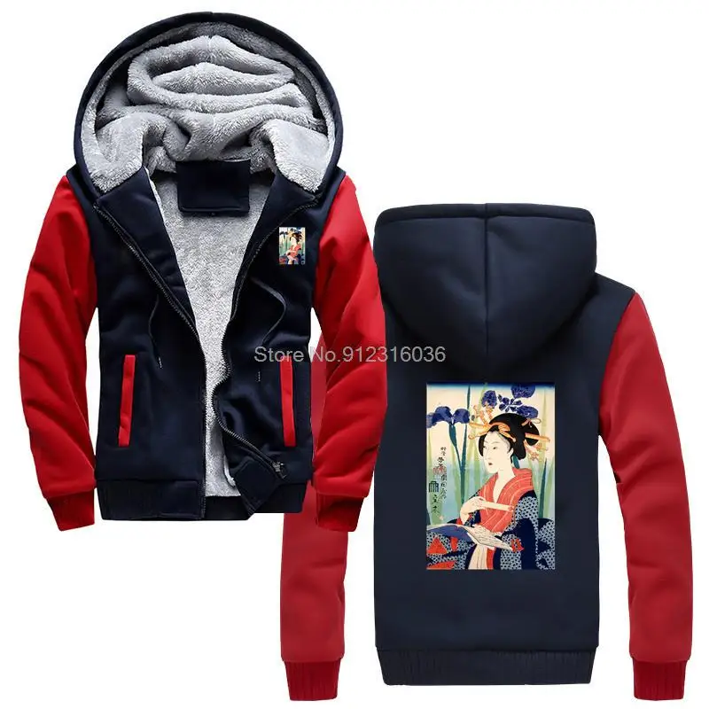 

Aesthetic Retro Vintage Japan Woodblock Art Hoodie Winter Men Jacket Thicken Hoody Coat Hooded Sportswear Streetwear Harajuku