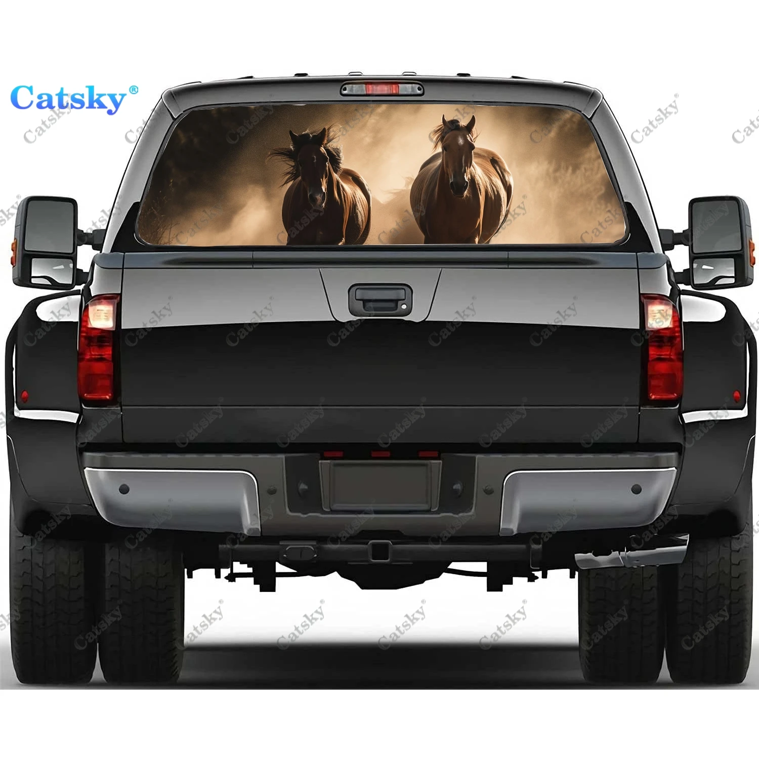 

Flowers Nature Horse Rear Window Decals for Truck,Pickup Window Decal,Rear Window Tint Graphic Perforated Vinyl Truck Sticker