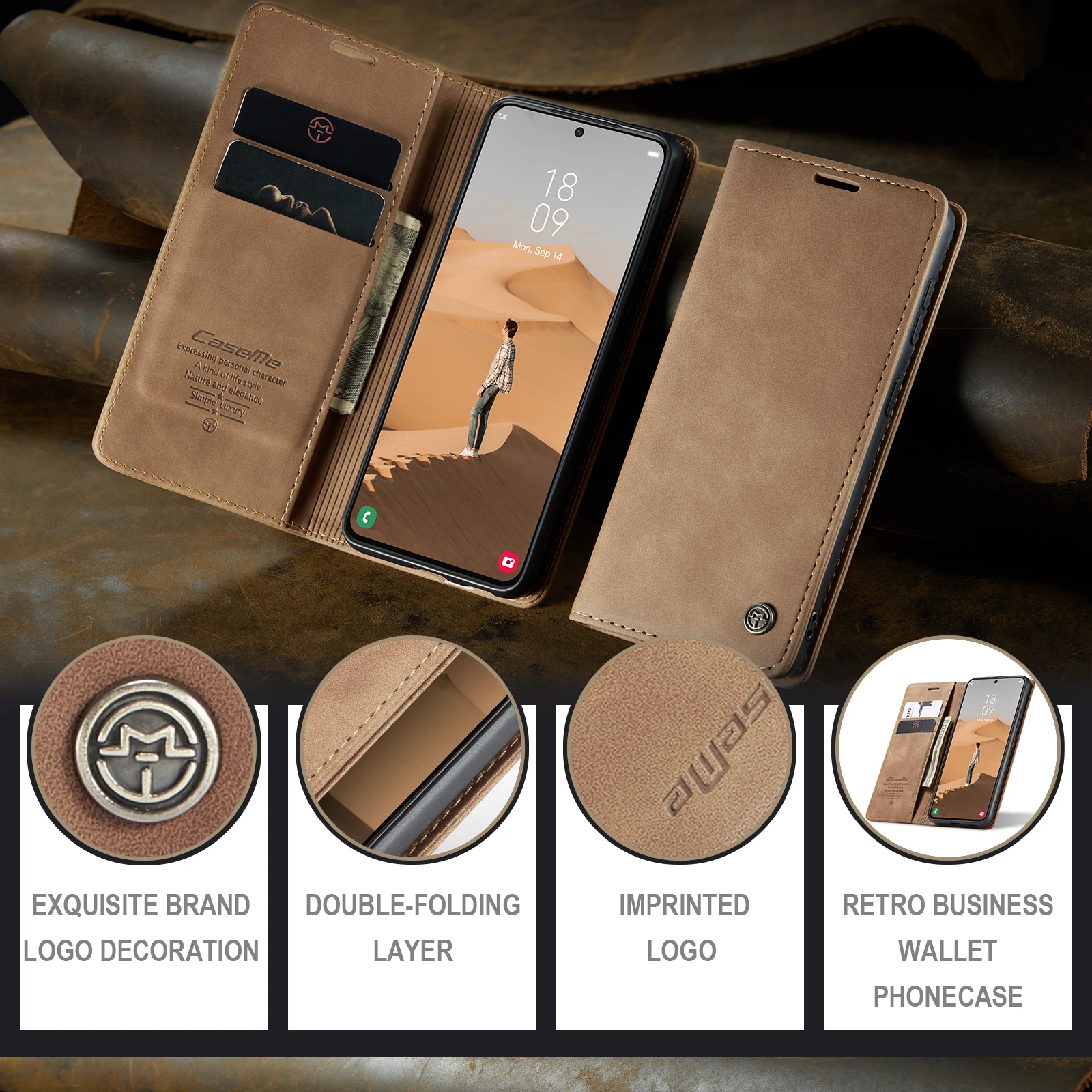 for Samsung Galaxy S22 Ultra S22+ Leather Case,CaseMe Retro Purse Luxury Magneti Card Holder Wallet Cover For Galaxy S22 5G