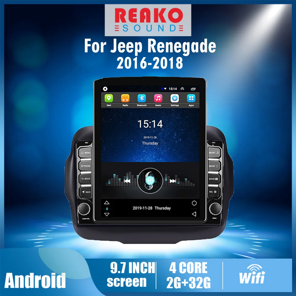 

4G Carplay Android Autoradio For Jeep Renegade 2016-2018 2 Din 9.7" Tesla Screen Car Multimedia Player GPS Navigator Stereo