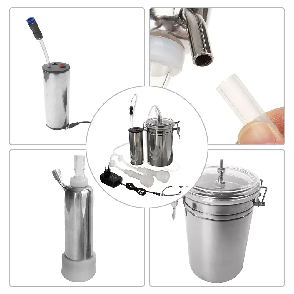 Machine Kit for Goat/Cow Portable Milking Machine with 2 Teat Cups, Adjustable Vacuum Silicone Grade Hose enlarge