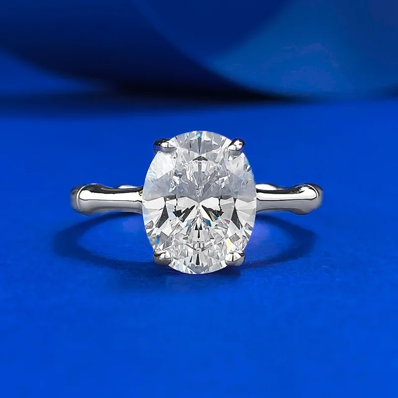 Apaison D Цвет 8*10 мм Круглое женское кольцо с высокоуглеродистым бриллиантом