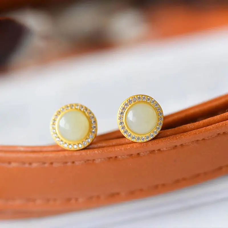 

Простые серьги-гвоздики женские круглые маленькие изысканные серьги из стерлингового серебра 925 пробы с золотой инкрустацией модные стиль...