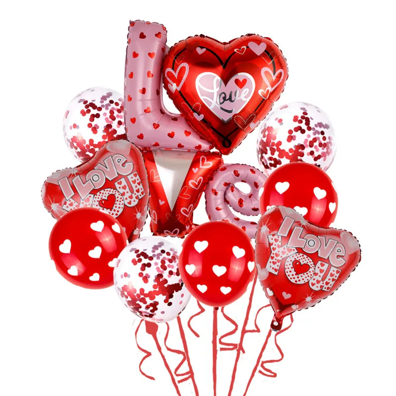 

Red Pink I Love You Heart Latex Foil Balloons Wedding Decoration Helium Balloon Valentines Day Birthday Party Inflatable Globos