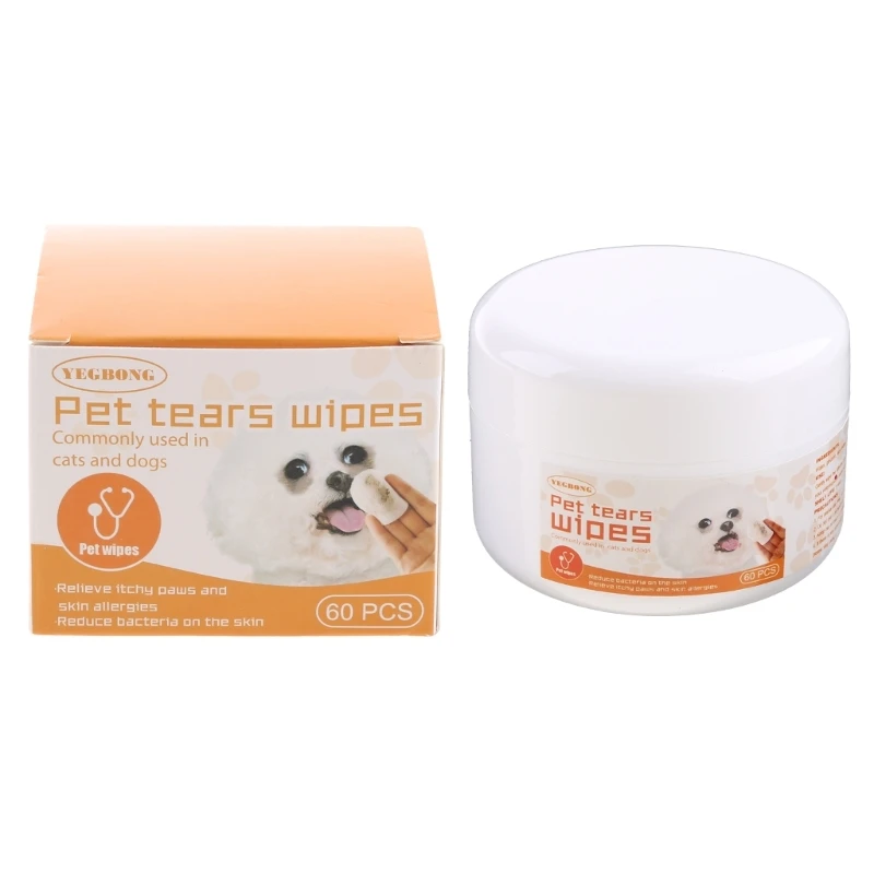 

60Pcs Grooming Wipes for Dogs Cats Tear Wipes Soft Stain Remover Wet Wipes