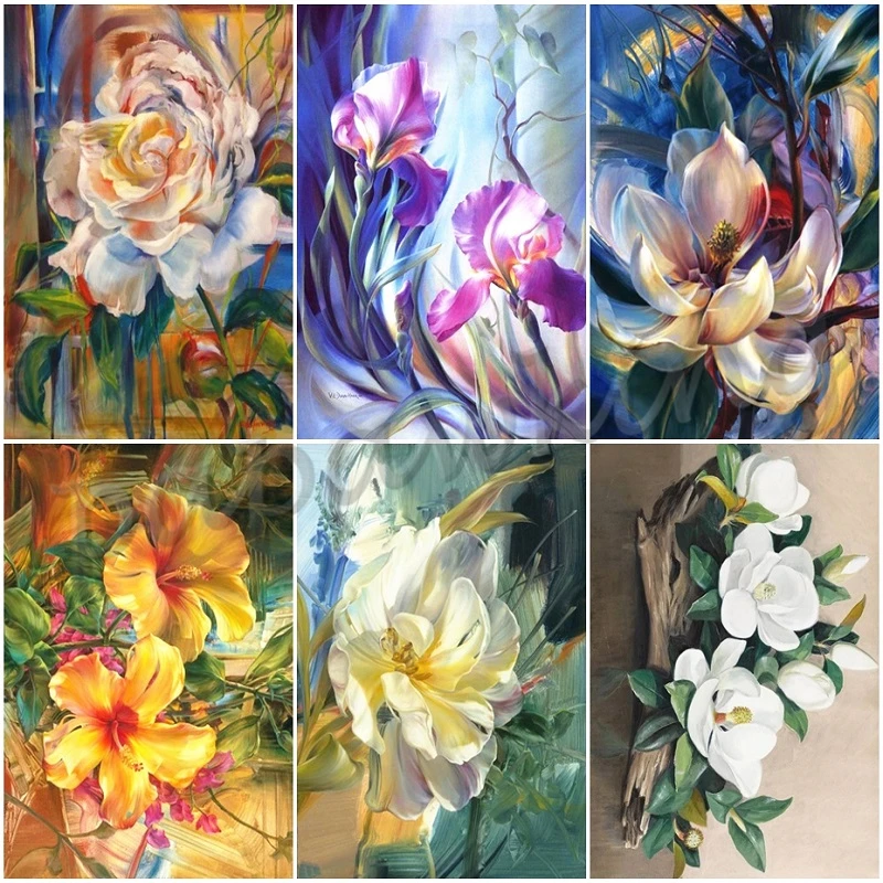 

5D Diy Diamond Painting "flowers" Full Square Round Rhinestones Embroidery Cross Stitch Craft Kit Home Decor Art Collection New