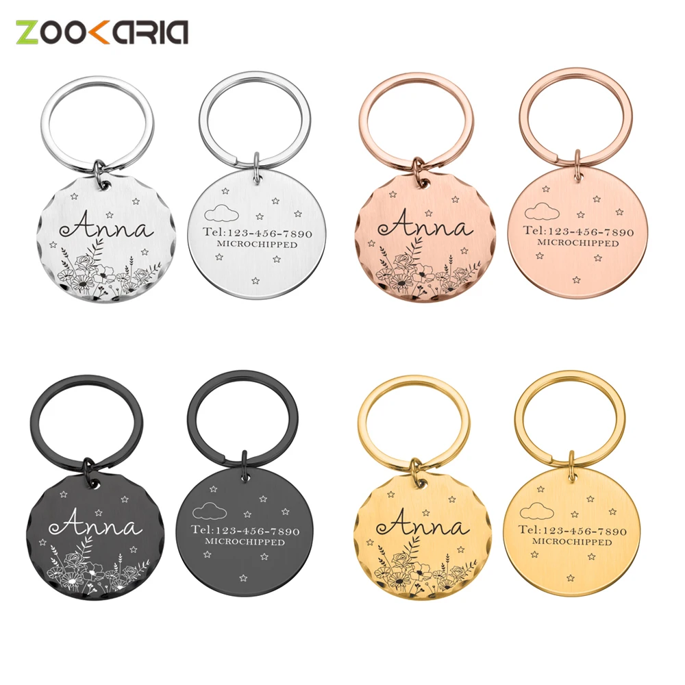 Engraved Anti-lost Pet ID Tags Lace Pet Dog Cat Collar Dogs Pendant  Name Tags Personalized ID Tag Customized Puppy Accessories