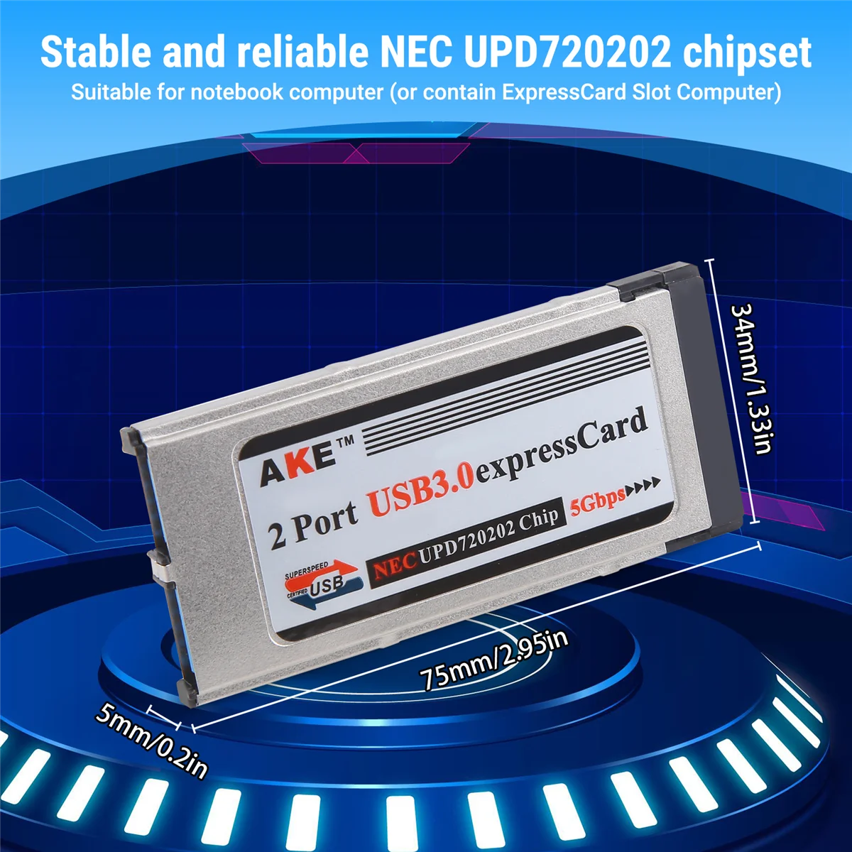 Высокоскоростная двойная 2-портовая USB 3.0 Express Card 34 мм слот PCMCIA конвертер адаптер