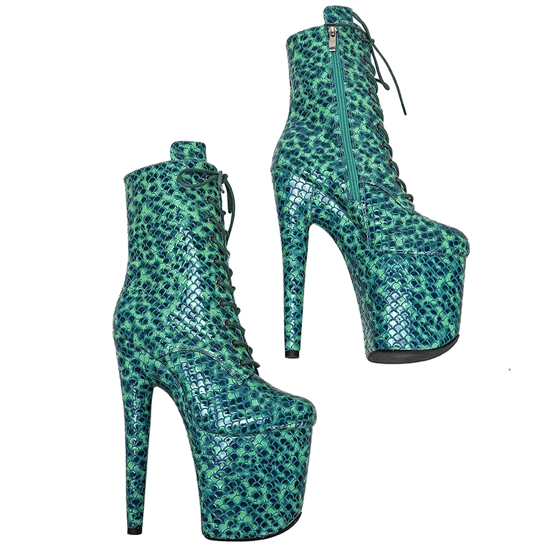 Leecabe 20CM/8Inch  Genuine Leather  Women's Platform disco party High Heels Pole Dance boot