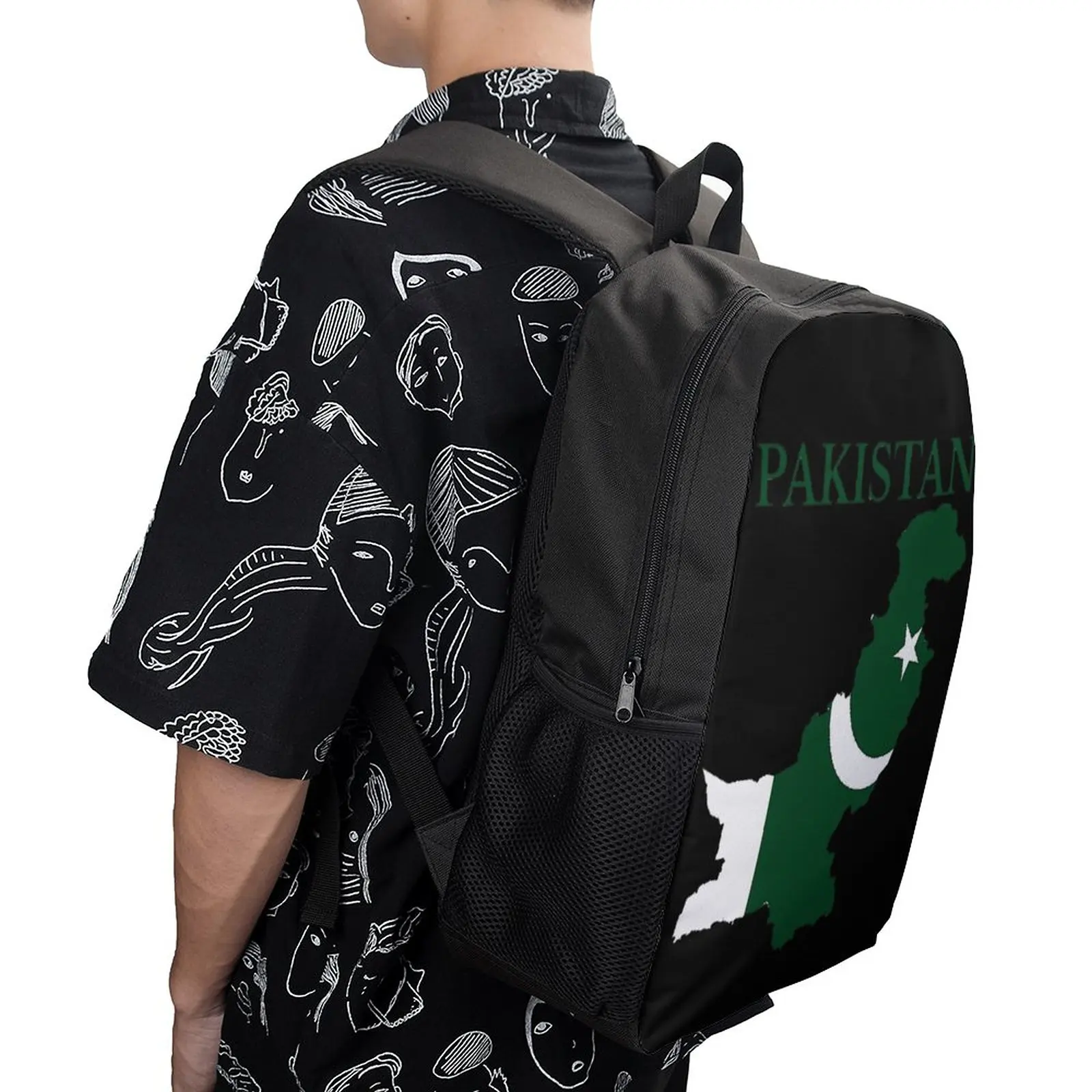 

17 Inch Shoulder Backpack Pakistan Map Flag Durable Premium Cozy Travel Infantry Pack